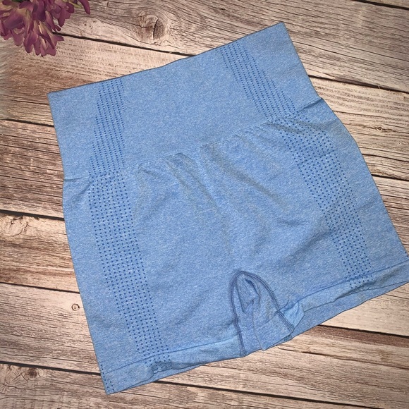 NWOT SET//High Waist Workout Shorts blue - Picture 8 of 11